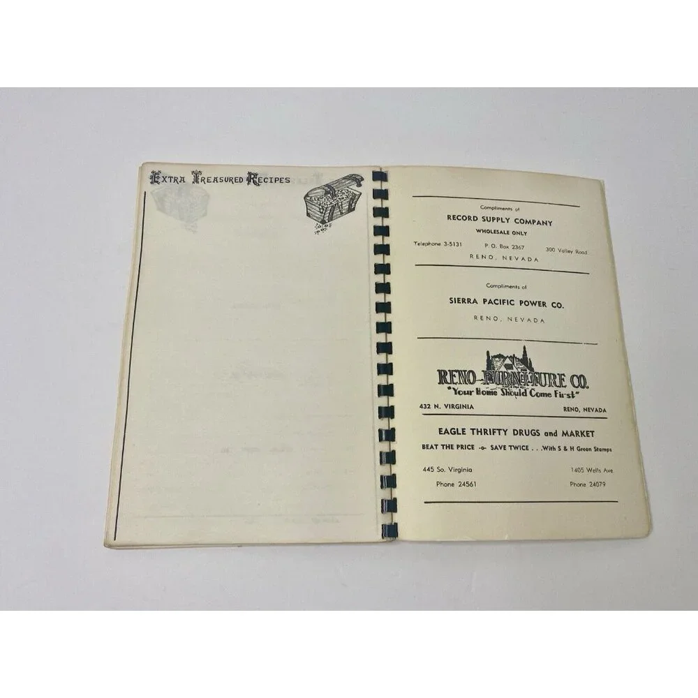 1952 First Baptist Church Reno Nevada Ladies Auxiliary Recipes Cook‎ Book